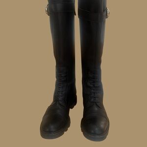 Gucci Black Leather Combat Moto Boots